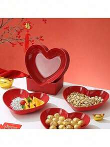 11/5/1pc, Plastic Heart-Shaped Dinner Plates, Fruit Plates, Dessert Plates, Cake Plates, Snack Plates, Chips Plates, Kitchen Supplies, Kitchen Supplies - Multicolor - View 11