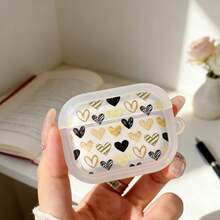 Gold Heart-Shaped Protective Case Compatible With Apple Charging Case, Scratch-Resistant And Anti-Drop - Clear - View 4