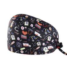 1pc Fashionable Printed Design Surgical Cap, Nurse Cap, Nursing Accessory, Anti-Bacterial & Dust-Proof, Unisex Design With Adjustable Strap, Sweatband, Suitable For Doctors, Nurses, Beauty Salon, Chefs, Waiters, Veterinarians, Housekeepers, Featuring Cosmic Element Polyester Printing, Suitable For Medical, Office, Home Use All Year Round - Multicolor - View 14