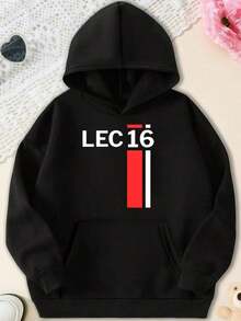 Charles  Hoodie, F1 Merch, F1 Hoodie, Charles  Hoodie,  F1 Hoodie,Art Inspired F1 Racing Charles  Vertical Car & Name Graphic Hooded Sweatshirt, With Dynamic Racing Detail, Casual Wear Top Suitable For Spring Autumn Winter Machine Wash For Leisure And F1 Racing Events Including Sweatshirt Plus Size Clothesclearance  For Women - 黑色 11 - 查看 1