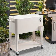 80 Quart Rolling Cooler Cart 4 Wheel Picnic Camping Beverage Cart Ice Beer Chest - 1 - 查看 7