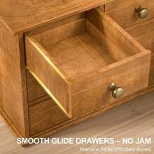 Oak Desk Organizer With Drawers, Durable Wooden Desktop Storage Box With Metal Handles & Non-Slip Silicone Pads, 4 Drawer Tabletop Organizer Office, Bedroom, Bathroom, Vanity, And Makeup – Walnut - Walnut - View 7