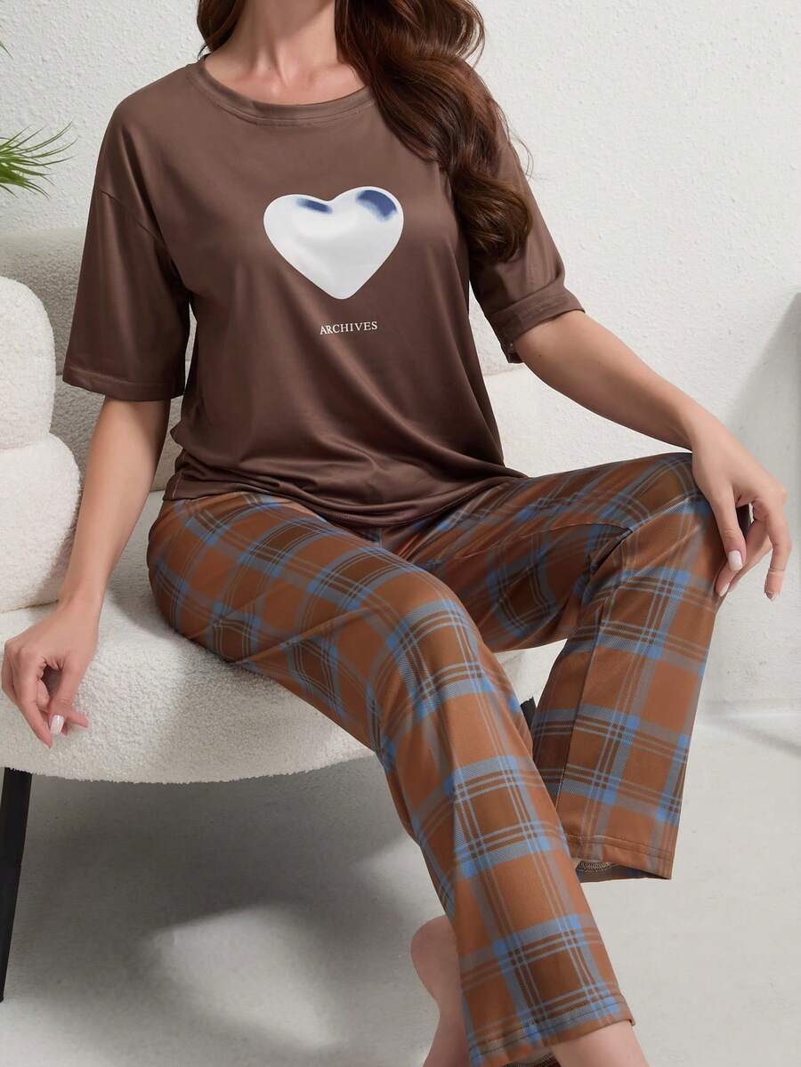 女士夏季睡衣套装，休闲舒适家居服 - 彩色 - 查看 1