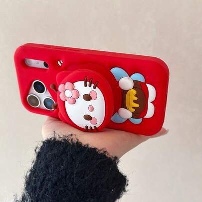  [Funda protectora de silicona Sanrio] 1 pieza Lazo de moda y creativo, soporte de abeja, olla de miel de Hello Kitty, funda de teléfono suave de silicona 3D de gato Sanrio a prueba de agua y golpes compatible con Apple 17 Series, 11/12/12 Pro, 13/14/15, 13 Pro/14 Pro/15 Pro, 12 Pro Max/13 Pro Max/14 Pro Max/15 Pro Max, 16, 16 Pro, 16 Pro Max, 17, 17 Pro, 17 Pro Max, gran regalo para el Ramadán, el Día de San Valentín