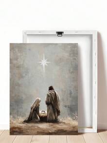 1 pieza Obra de arte de la Natividad vintage, arte de pesebre, impresión de la Natividad de Jesús, arte de estrella, el regalo ideal para amigos, regalo de fiesta, impresión de arte para dormitorio, decoración de sala de estar, decoración de oficina, decoración de cocina, obras de arte de pared, decoración de pared, decoración del hogar, decoración de habitación, arte de pared en lienzo, carteles, arte de pared con marco, marco opcional - Multicolor - Ver 9