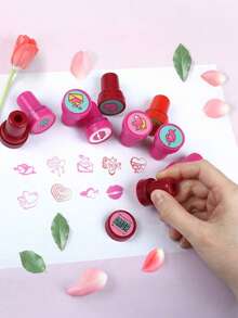 6pcs Valentine's Day Stamp Set, Made Of Vibrant Plastic Material, Includes 20 Different Patterns. Stamp Designs Include Hearts, Butterflies, LOVE Letters, Roses, Kisses, Etc. Suitable For Valentine's Day, Valentine's Party Favor Bags, Prizes, Christmas Stocking Stuffers, And Party Favors (Valentine's Theme) - Multicolor - View 6