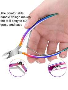 1pc Stainless Steel Cuticle Nipper, Sharp Cuticle Cutter With Gradient Titanium Coating, Ergonomic Handle Nail Care Tool For Removing Calluses And Hangnails, Professional Manicure Trimmer With Dual Blades, High Quality