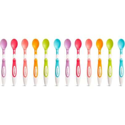 - Cucharas para bebés de Punta Suave, Colores Variados, 12 Unidades,40903840