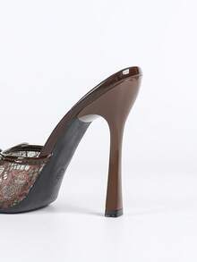 Women's High Heel Pumps Women's Fashion Thermal Lined Autumn Shoes Women's Office Fairy-Style Shoes Women's Fashionable Casual Slip-On Spring Square Toe Shoes - Brown - View 10