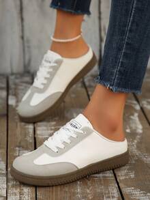 复古德式休闲低帮运动鞋，时尚百搭运动滑板鞋，简约白色运动鞋 - 米色 - 查看 3