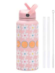 Owal-A 保温不锈钢水瓶 - 32 盎司防漏运动水瓶，配备双功能吸嘴、翻盖吸管和宽口设计 - 可保温 24 小时 - 非常适合健身、旅行和日常使用 - 彩色 - 查看 11