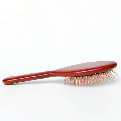 Wooden Long Handle Steel Pin Comb For Grooming Dogs & Cats, Air Cushion Fluffy Pet Grooming Brush