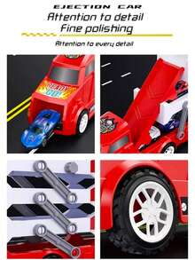 Red & Blue Metal Early Childhood Toy Set, Container Truck Warehouse Slide With Eject/Retract Function, 8 Random Mini Cars, Educational Gift For Halloween/Christmas/Birthday - Multicolor - View 11