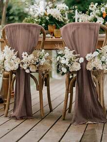 1pc Cheese Cloth Table Runner Crinkle Fabric Tablecloth For Wedding Bridal Birthday Party Long Table & Round Dining Table Centerpiece Decor - Coffee Brown - View 5