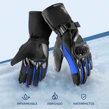 Guantes de Motocicleta para Invierno, con Pantalla táctil, Impermeable, Resistente al Viento, Térmicos para Nieve, Ciclismo, Correr, Motocicleta, Conducir - Hombre y Mujer - Azul - Ver 4