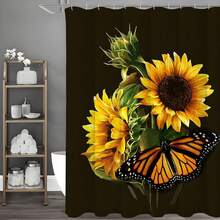 1/4件装优雅紫色叶子图案浴帘，防水易打理，顶部带挂钩，四季皆宜的浴室装饰 - 彩色 - 查看 3