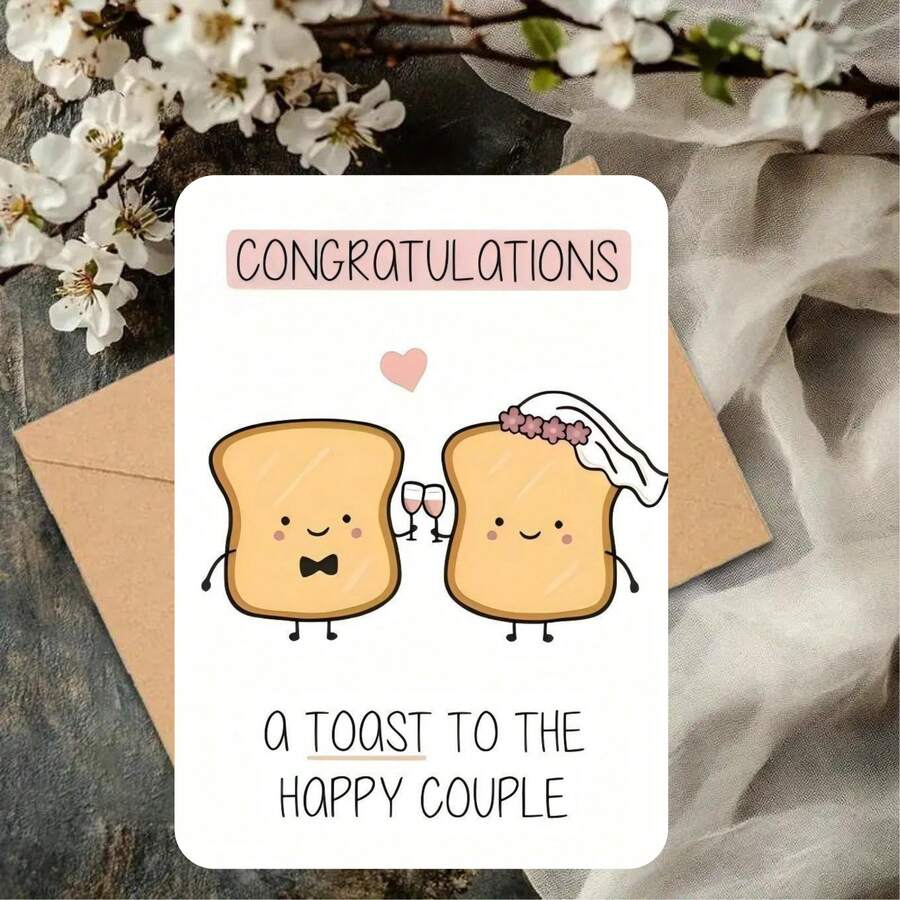 1 Pc Wedding Card, Congratulations Card, Toast, Happy Couple (Including Envelope), Small Business Supplies, Thank You Card, Birthday Gift, Card, Unusual Items, Gift Card - one-size - View 1