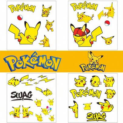 pokemon 1张/5张皮卡丘汽车贴纸，摩托车电动车可爱皮卡丘电池装饰防刮贴纸