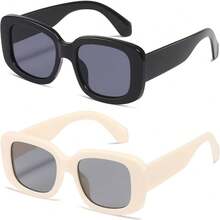 1pcNew 2026kimorn Rectangular Sunglasses For Men And Women Fashion Retro Fashion Sunglasses 90s Retro UV 400 Protective Square Frame K1200 - Black Frame Grey Lens+ Frame Grey Lens - View 49