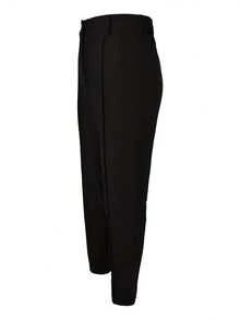 Women's High Waist Work Pants, Stretchy Business Casual Trousers, Slim Fit Office Pants, With Waist Belt Design (Belt Not Included) - Black - View 5