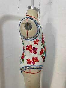 Young Girls Cartoon Mermaid Print Spaghetti Strap One-Piece Swimsuit - Multicolor - View 2