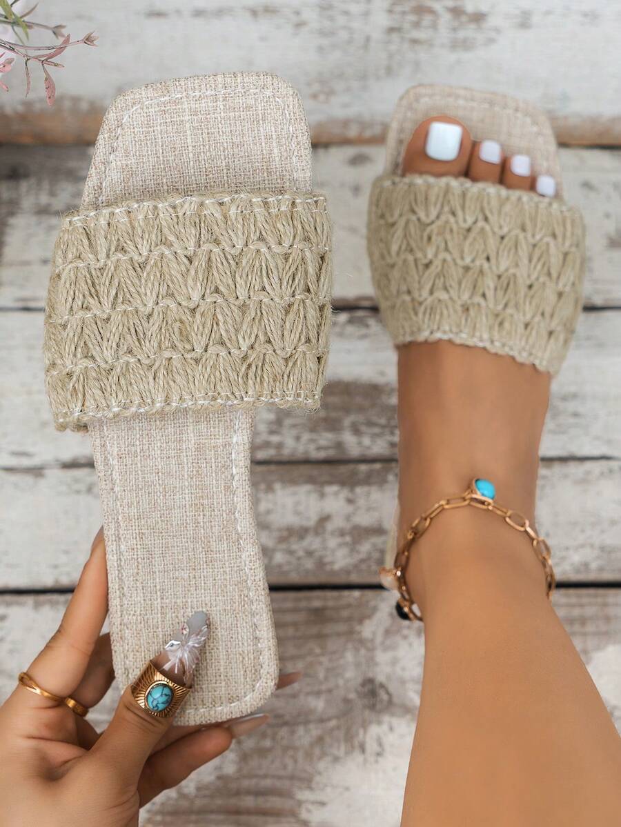 WRCVS Colorful Bohemian Style Flip Flops, Women Summer Sandals With Chain, Embroidery, Beaded Sole, Retro Floral Retro Pattern Random Slippers