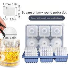 Large Silicone Ice Cube Tray, Includes 3 Large Square Ice Cube Molds And 3 Round Golf Ball Shaped Ice Cube Molds, With Funnel For Easy Water Filling, 6 Fun Shaped Ice Cube Molds In Total - Multicolor - View 10
