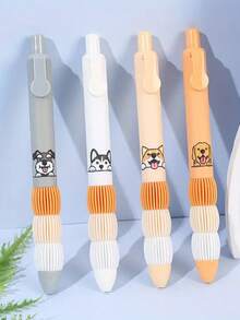 2支装黑色中性笔 - 猫狗图案口袋笔，书写流畅，适用于办公、学习和签名，按压式圆珠笔，可爱小猫小狗考试文具，缓解压力，返校季礼物，节日礼物 - 彩色 - 查看 4