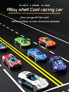 Red & Blue Metal Early Childhood Toy Set, Container Truck Warehouse Slide With Eject/Retract Function, 8 Random Mini Cars, Educational Gift For Halloween/Christmas/Birthday - Multicolor - View 10