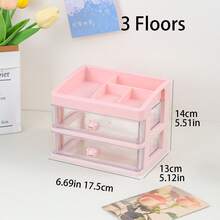 1pc Multi-Drawer Small Stationery Marker Pen Storage Box, High Transparency Pull-Out Drawers With Cute Rabbit And Pig Handles, Organizes Stationery, Memo Notes And Miscellaneous Items - Multicolor - View 14