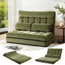 Christmas Gift ArtissLounge Sofa Bed 2 Seater Green Fabric - 綠色 - 查看 2