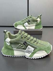 男士透气网眼厚底运动鞋，休闲增高运动鞋