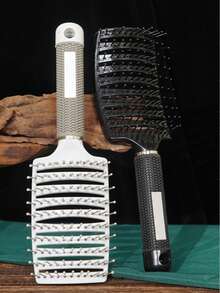 1pc Hollow Arc Massage Hair Comb, Volumizing Hair Styling Comb, Plastic Wavy Comb, Massage Comb For Women - Multicolor - View 7