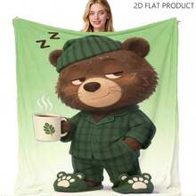 1pc Cute Cartoon Bear Pattern Blanket, Soft, Skin-Friendly, Warm, Comfortable Blanket For Home, Sofa, Bedroom, And Afternoon Nap. Adorable Design, Cozy Decorative Blanket, Suitable For All Seasons. Delicate Touch, Lint-Free, And Easy To Care For. - Multicolor 1 - View 6