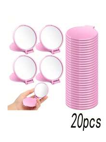 5/10/20/50/100pcs Foldable Portable Mini Round Makeup Mirror, Compact Wallet Size, For Women Travel & Daily Use, Mother's Day Gift (Black, White) - Hot Pink - View 12