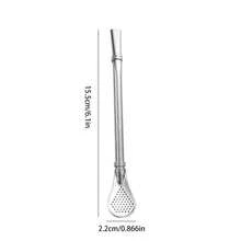 2/4/6pcs Stainless Steel Straws With Spoon, Suitable For Iced Drinks, Juices, Coffee, Desserts - Silver - View 2