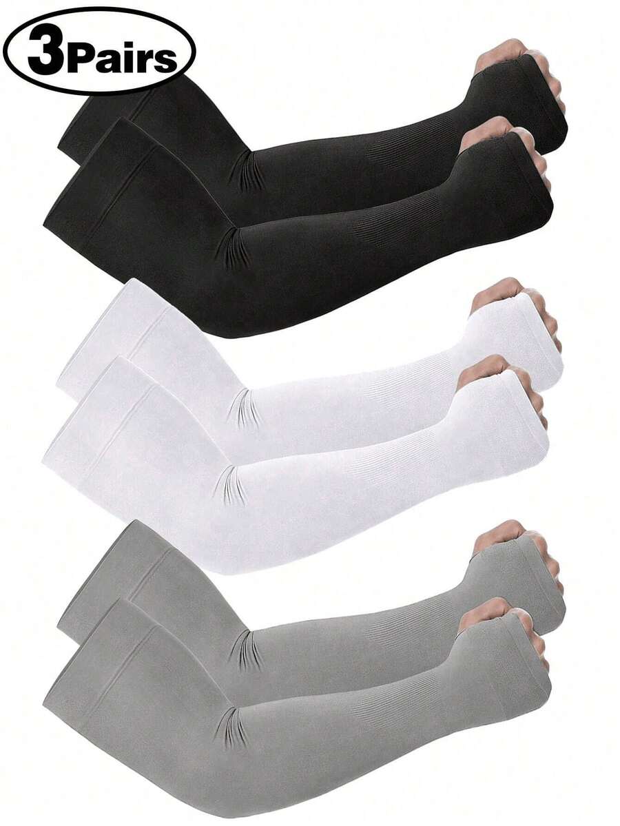 3 Pairs Unisex Gloves, Men's Compression Gloves, Unisex Sun Protection Gloves, Unisex Arm Sleeves, Suitable For School, Mother's Day, Youth, Couples, Outdoor Activities - Multicolor - View 1