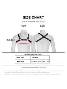 1pc Men's Gothic Punk Black Faux Leather Chest Harness With Metal Rings & Rivets Adjustable For Club Rave Party Outfit - Multicolor - View 8