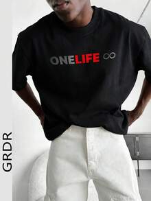 GRDR Men's Fashionable Printed Loose Short Sleeve T-Shirt | Exquisite Design | Summer Essential | Easy To Match | Showcase Your Style - Black - View 1