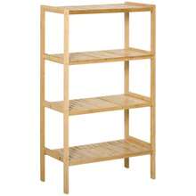 Beach Shelf, 4-Tier Bookshelf Made Of Bamboo, 62x33x112cm, For Office, Warehouse, Kitchen, Natural