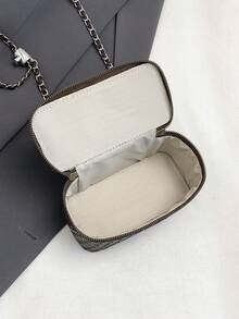 1个迷你PU仿编织时尚链条肩带手提包/斜挎包 - 咖啡棕 - 查看 6