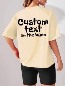 Customizable Personalized Gift, Customizable Women's T-Shirt Front And Back, Can Add Text, Can Choose Color And Font Sports - Apricot - View 3