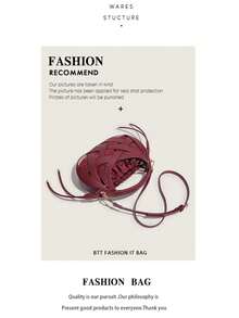 Nueva bolsa de mano con decoración hueca en forma de nido de pájaros para primavera/verano, bolso de hombro cruzado de alta calidad y nicho para mujer - Burdeos - Ver 3