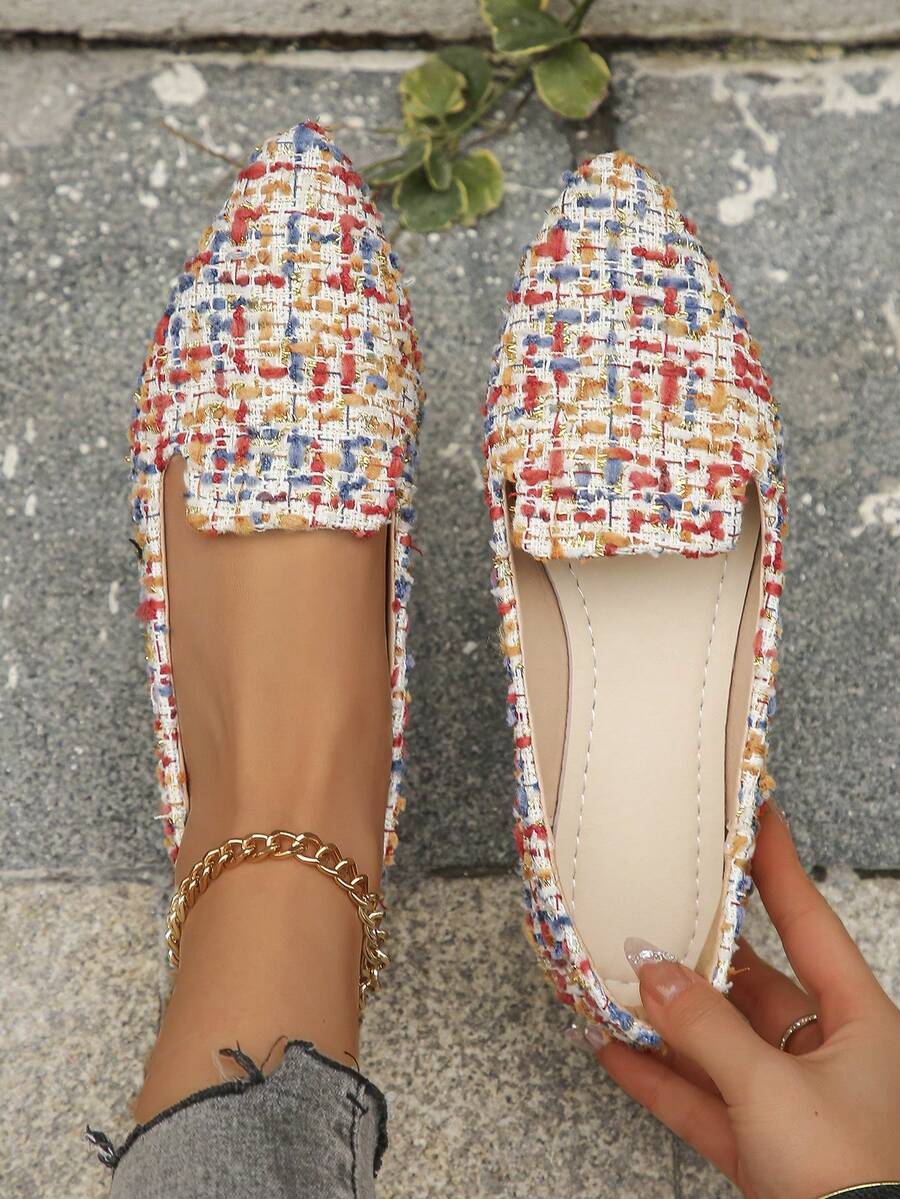 大码 35-45 女式尖头米色平底鞋，新款秋季户外日常乐福鞋，软底工作驾驶莫卡辛鞋