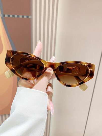 女士豹纹复古猫眼小框时尚眼镜，经典塑料太阳镜，适合户外旅行、海滩度假、日常夏季佩戴