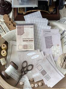 MOCARD 50 tờ/gói Giấy vải dễ thương để làm album ảnh, Giấy trang trí DIY kiểu cổ điển không dính, Quà tặng ngày lễ, Vật liệu làm tranh ghép thủ công, Văn phòng phẩm sáng tạo cho sổ lưu niệm và kế hoạch học tập. - Xám - Xem 4