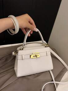 Fashionable Classic Elegant Women's Handbag; Suitable For Shopping, Commuting, Practical Lightweight Easy To Store Square Bag - White - View 6