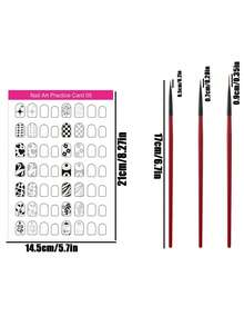 13/10/3pcs Nail Art Sketching Practice Paper Set, Reusable Nail Art Practice Sheets, Beginner Nail Art Training Cards, Nail Art Sketching Pens, Nail Art Accessories, Nail Art Pens, Nail Art Practice Tool Set - Multicolor - View 6
