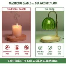 Candle Warmer Lamp With Timer & Dimmer, Height Adjustable Electric Candle Wax Warmer For Any Size Jar Candles, Flame-Free Melting Tech, Birthday Gifts For Mom Women, Candle Lamp For Bedroom Home Decor - 綠色 - 查看 10