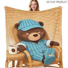 1pc Cute Cartoon Bear Pattern Blanket, Soft, Skin-Friendly, Warm, Comfortable Blanket For Home, Sofa, Bedroom, And Afternoon Nap. Adorable Design, Cozy Decorative Blanket, Suitable For All Seasons. Delicate Touch, Lint-Free, And Easy To Care For. - Multicolor 1 - View 14